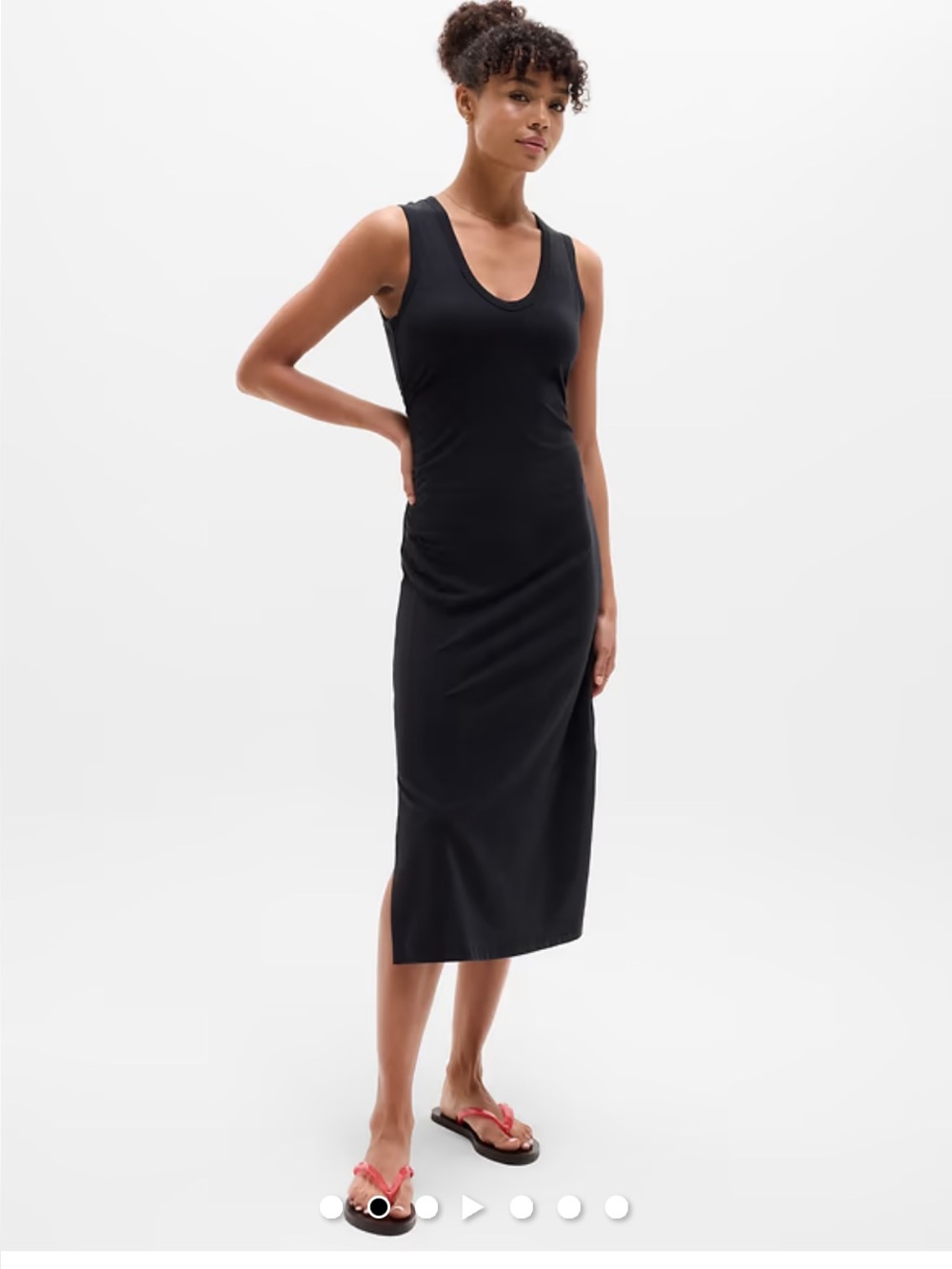 Athleta Black Maxi Slip Dress with Slim Straps